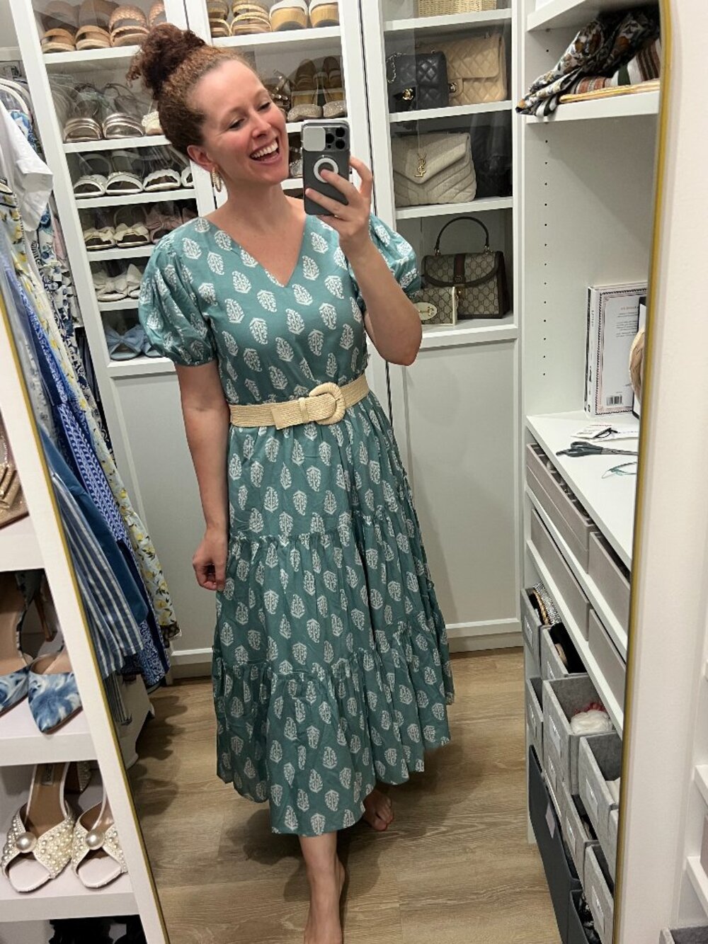 Teal Block Print Dress Lucky Brand
